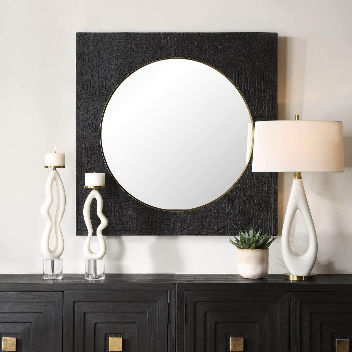 Ember Black Square Mirror - Uttermost - Square Mirrors by Modest Hut