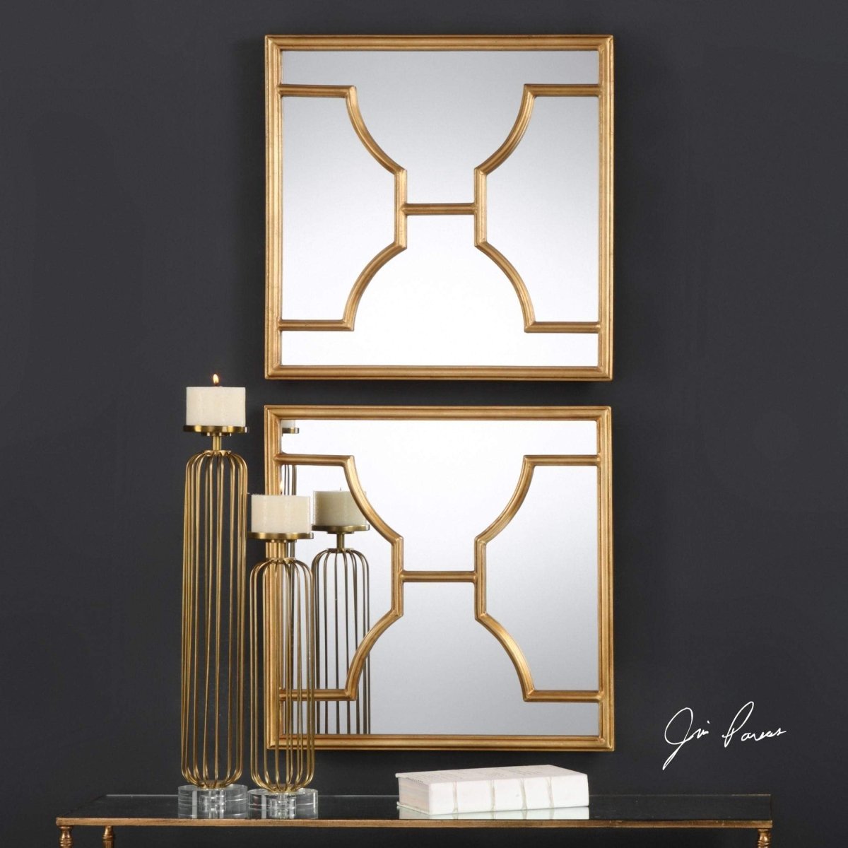 Mis Gold Square Mirrors (Set of 2) - Uttermost - Square Mirrors by Modest Hut