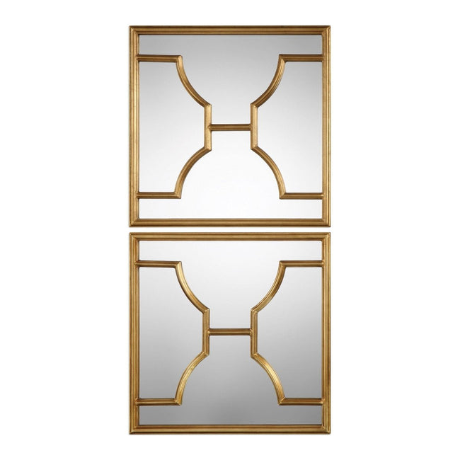 Mis Gold Square Mirrors (Set of 2) - Uttermost - Square Mirrors by Modest Hut