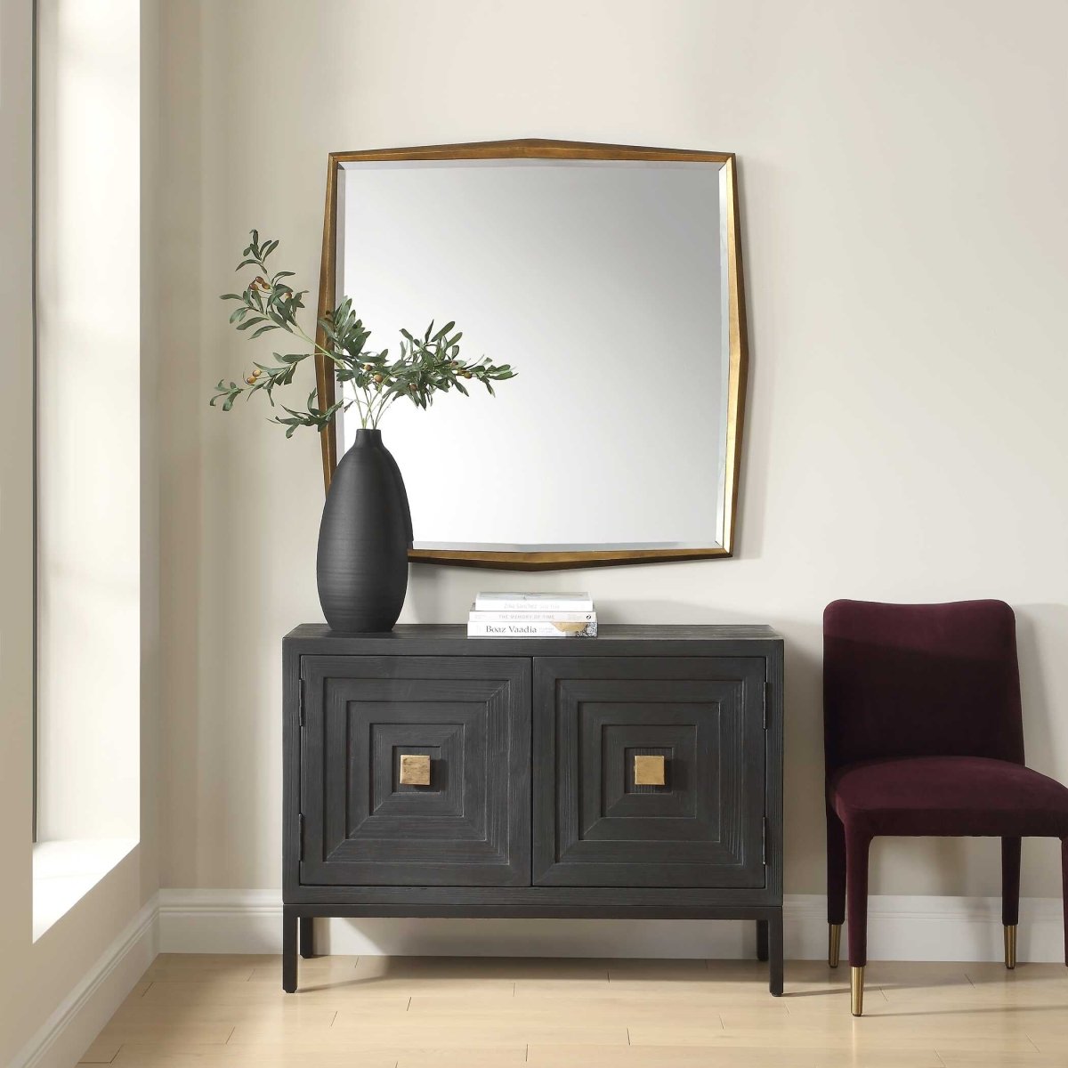 On Point Square Gold Mirror