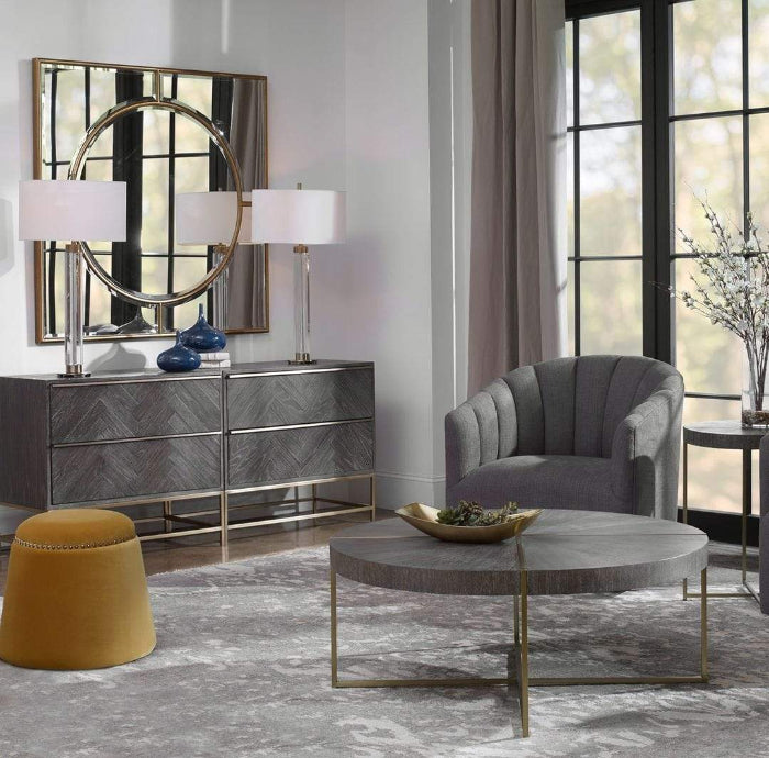 Standford gold square wall mirror with a slim metallic frame
