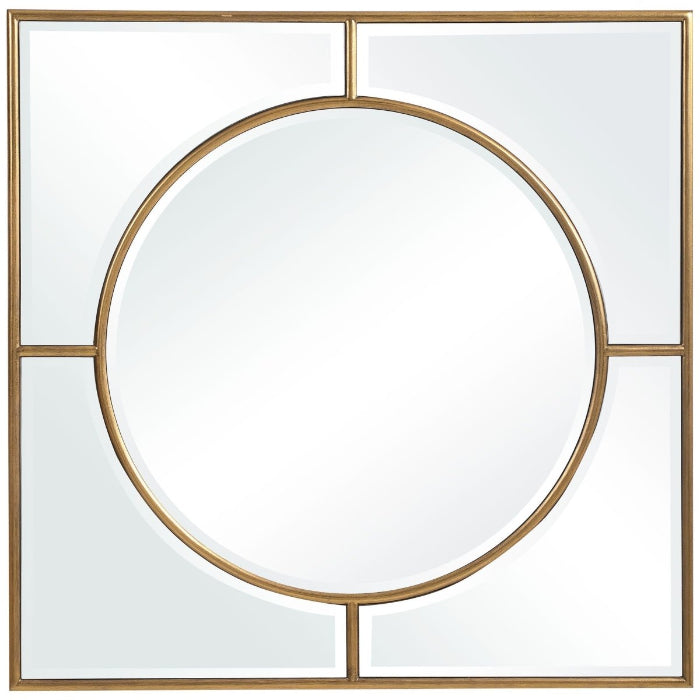 Standford Gold Square Mirror with clean geometric lines