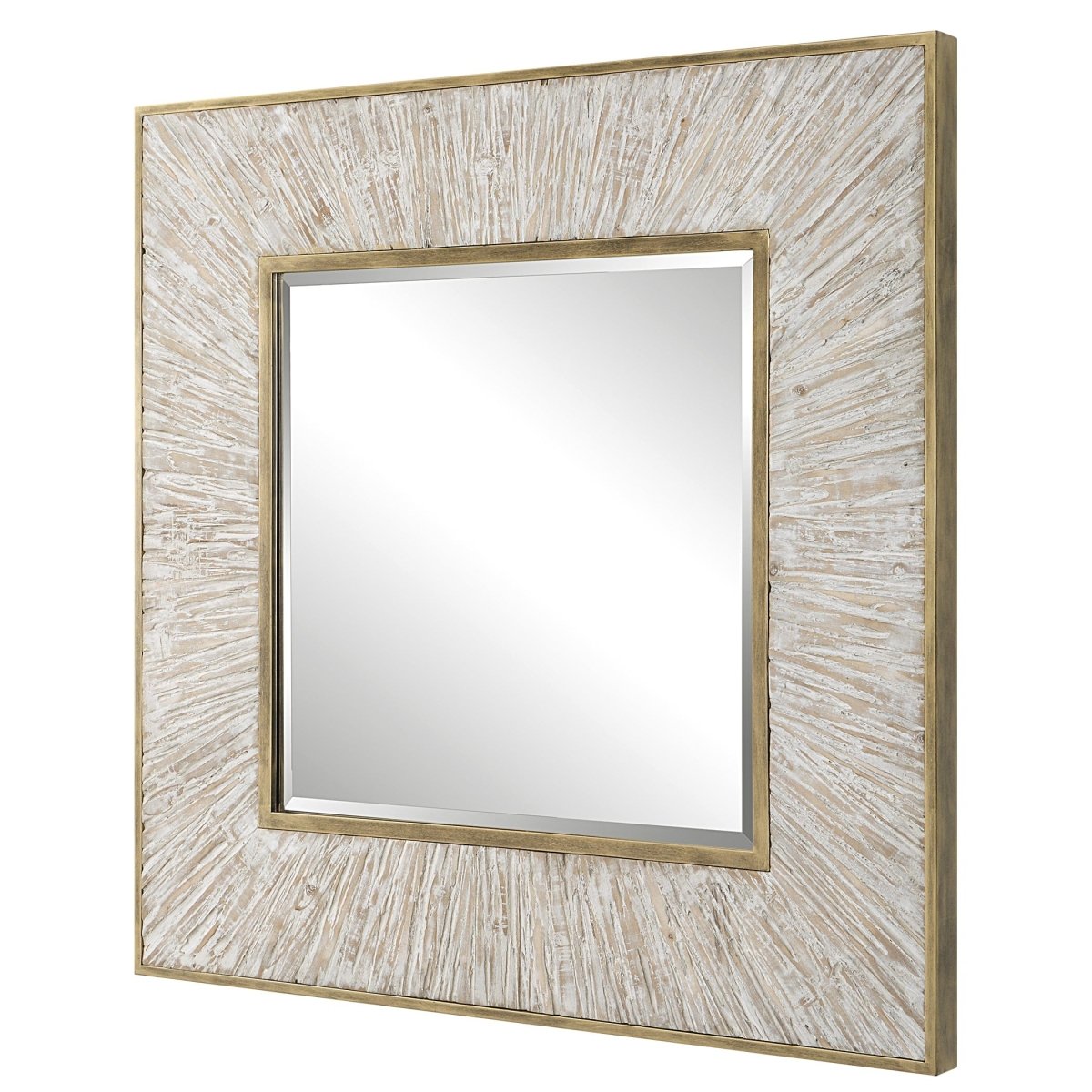 Wharton Whitewashed Square Mirror - Uttermost - Square Mirrors by Modest Hut