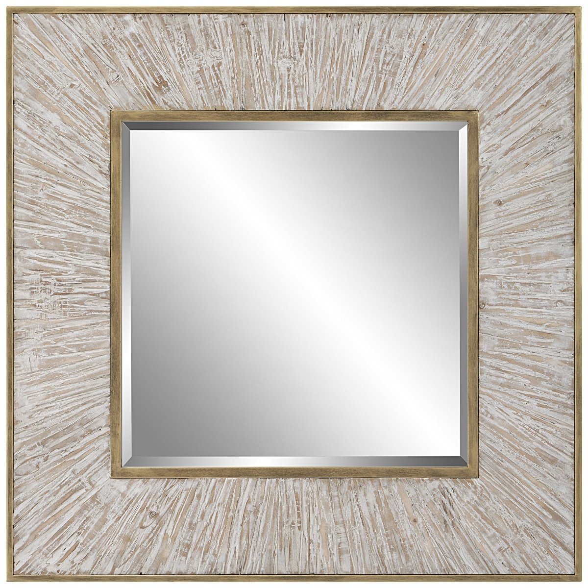 Wharton Whitewashed Square Mirror - Uttermost - Square Mirrors by Modest Hut