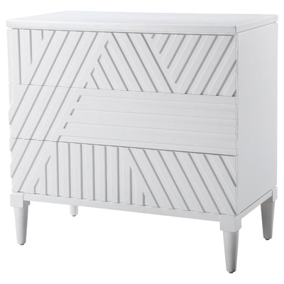 Cole White 3 Drawer Geometric Chest - Uttermost - Storage Chests by Modest Hut