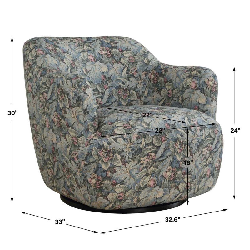 Dimension guide for the Ansel Swivel Chair