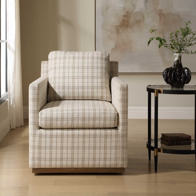 Basie Casual Linen Swivel Chair - Chairs