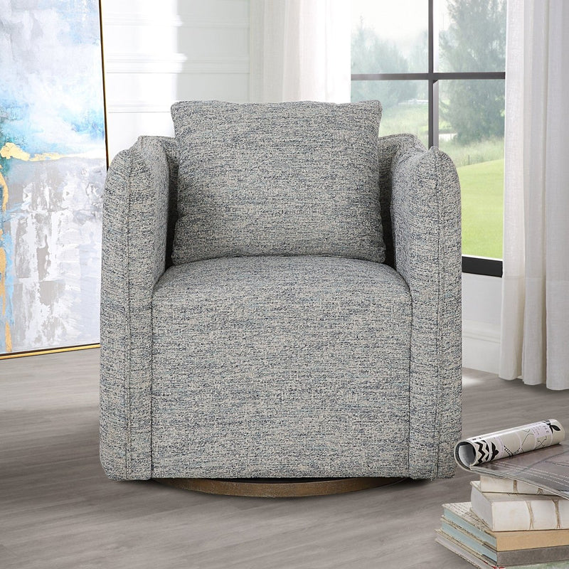 Corben Blue Swivel Chair - Uttermost - Swivel Chairs by Modest Hut
