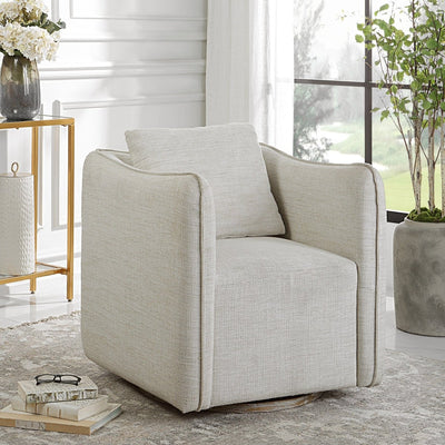 Corben White Swivel Armchair - Uttermost - Swivel Chairs by Modest Hut