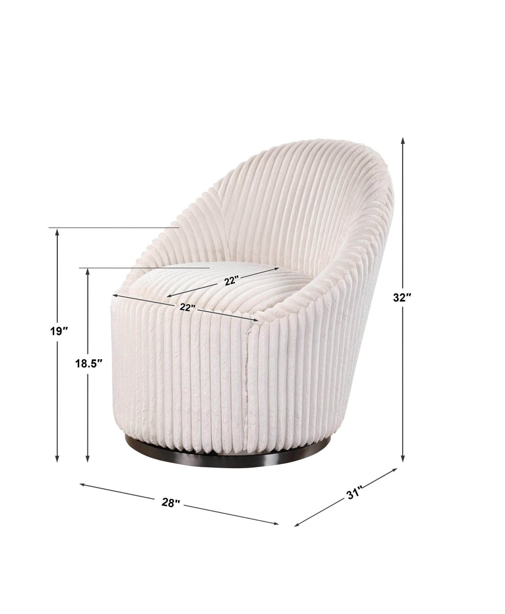 Crue Ivory Swivel Chair - Uttermost - Swivel Chairs by Modest Hut