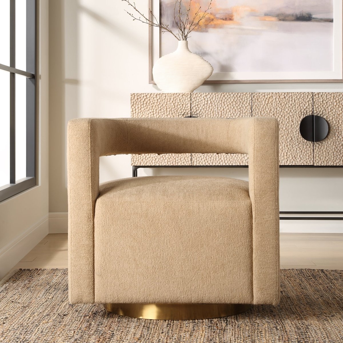 Grounded Modern Swivel Chair - Uttermost - Swivel Chairs by Modest Hut