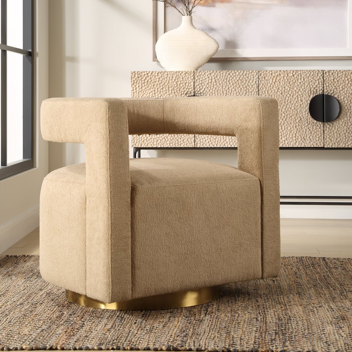 Grounded Modern Swivel Chair - Uttermost - Swivel Chairs by Modest Hut