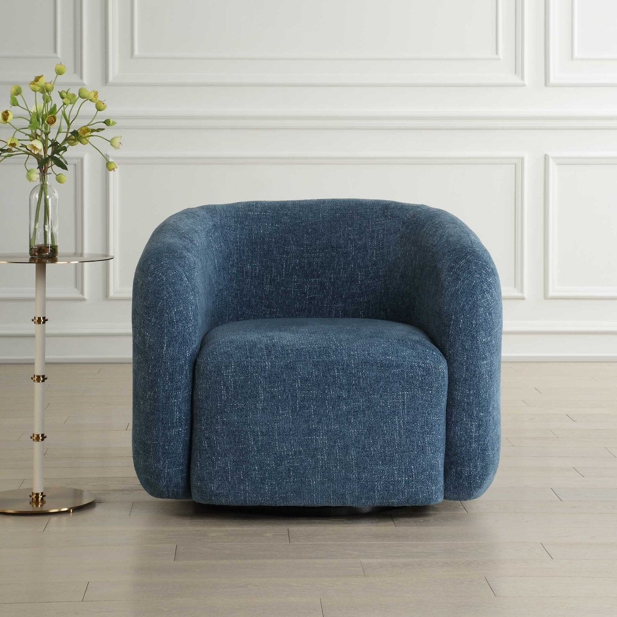 Junie Blue Swivel Barrel Chair - Uttermost - Swivel Chairs by Modest Hut