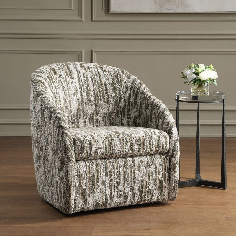 Mari swivel chair styled in a room setting