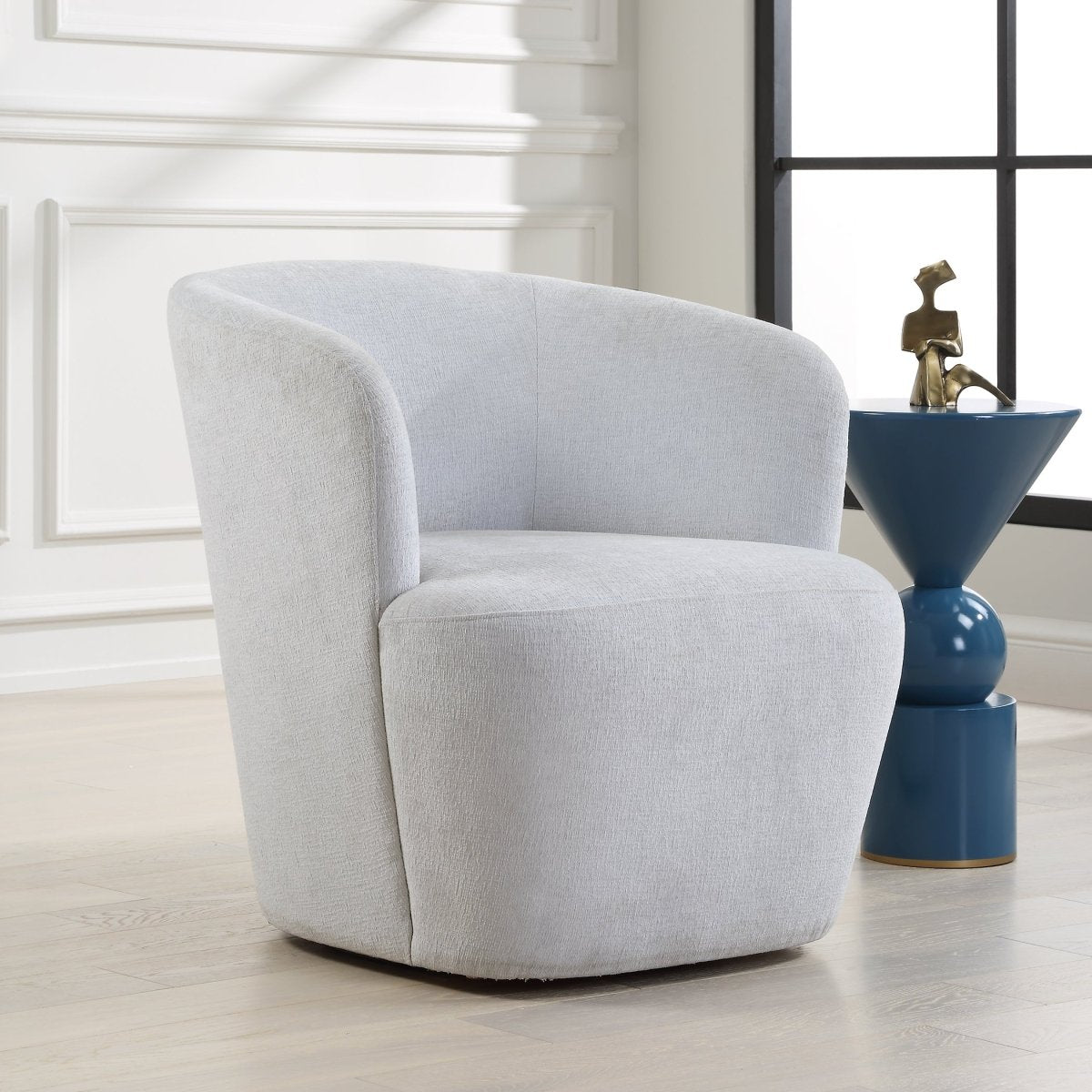 Mist Barrel Swivel Chair - Uttermost - Swivel Chairs by Modest Hut