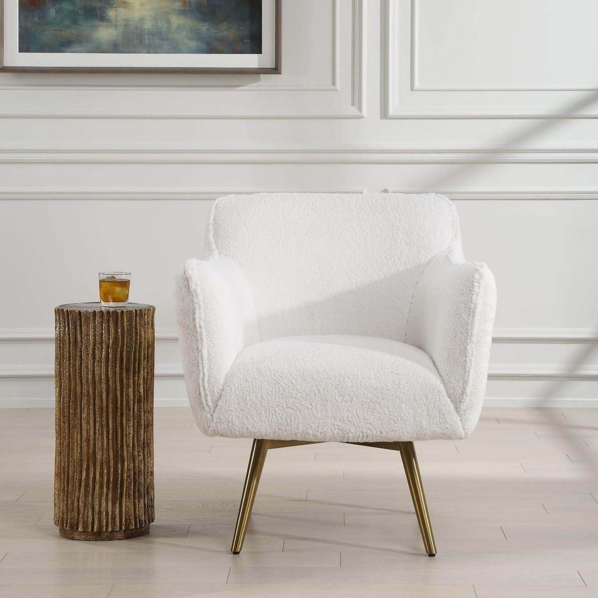 Oasis White Swivel Chair - Uttermost - Swivel Chairs by Modest Hut