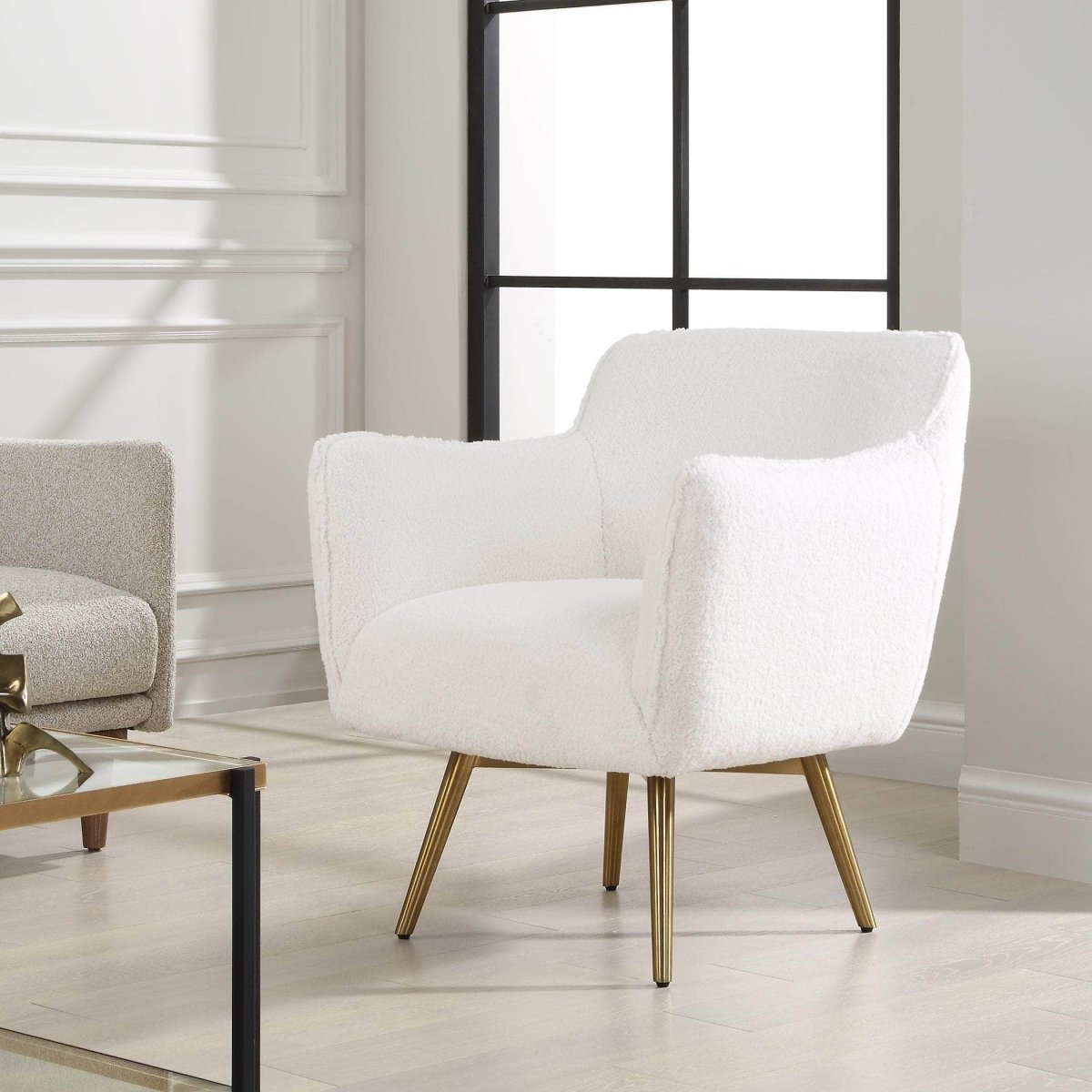 Oasis White Swivel Chair - Uttermost - Swivel Chairs by Modest Hut