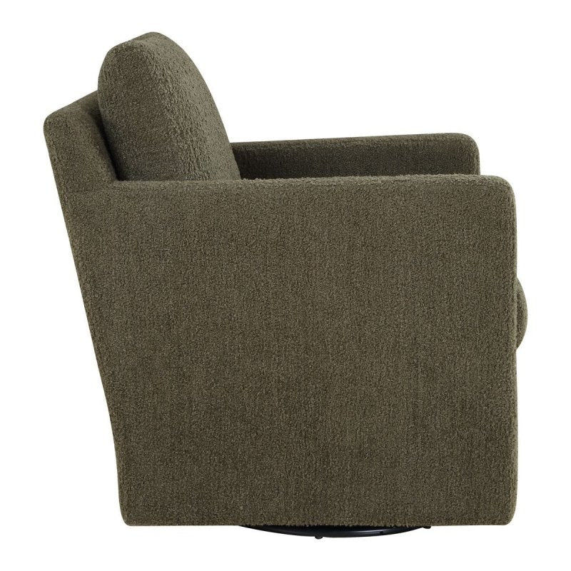 Detail view of the Tisdell Kale Faux Sheepskin Swivel Chair finish and construction image 6