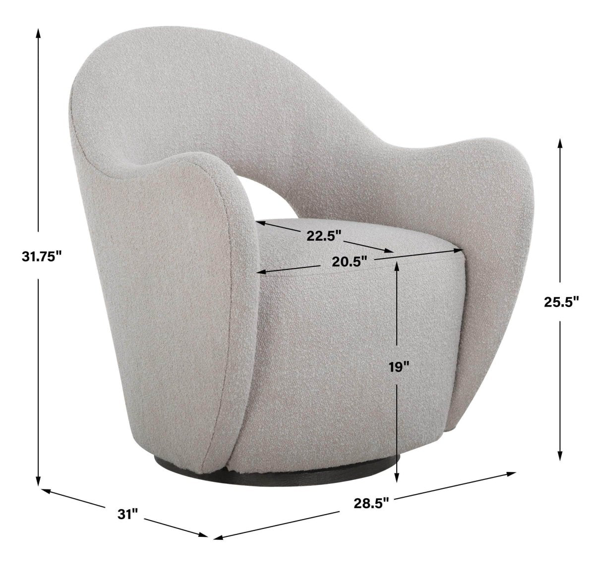 Wander Fabric Swivel Chair - Uttermost - Swivel Chairs by Modest Hut