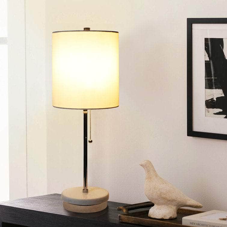 Granie 22"H Modern Real White Marble Stick Table Lamp for Home Office Decor w/LED Bulb Uttermost