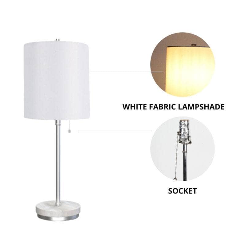 Granie 22"H Modern Real White Marble Stick Table Lamp for Home Office Decor w/LED Bulb - Lamps Factory - Table Lamps by Modest Hut