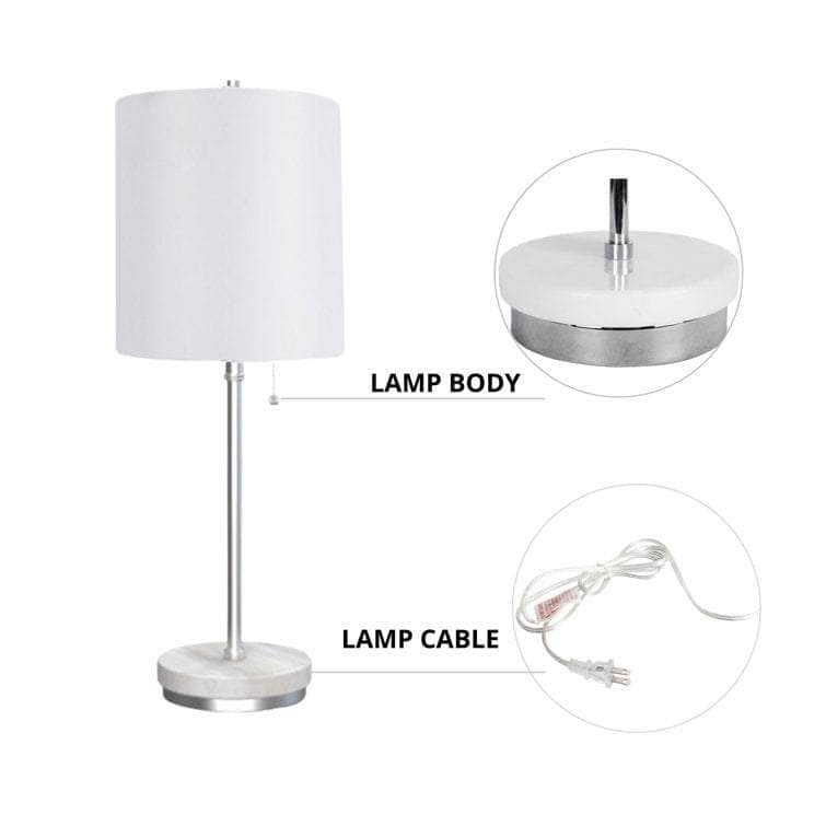Granie 22"H Modern Real White Marble Stick Table Lamp for Home Office Decor w/LED Bulb - Lamps Factory - Table Lamps by Modest Hut