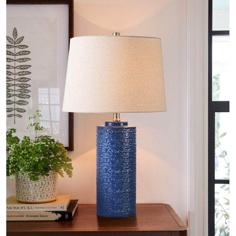 Habibat 24.5"H Boho Modern Ceramic Table Lamp w/ LED Bulb for Bedroom Living Room Country Living - Lamps Factory - Table Lamps by Modest Hut