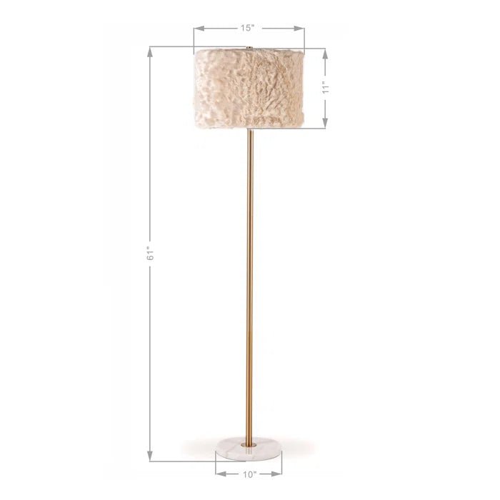 Luxury Marble 61"H Floor - 27"H Table Lamp (Set of 3) w/ Faux Fur Shade w/ LED Bulb - Lamps Factory - Table Lamps by Modest Hut