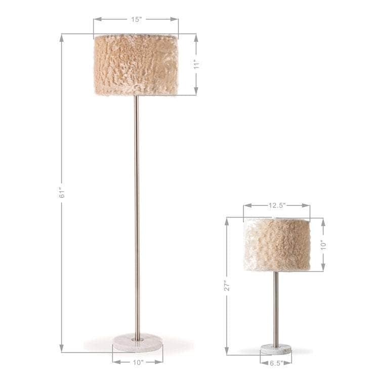 Luxury Marble 61"H Floor - 27"H Table Lamp (Set of 3) w/ Faux Fur Shade w/ LED Bulb - Lamps Factory - Table Lamps by Modest Hut