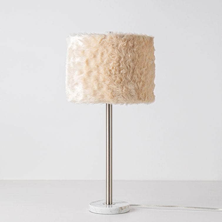 Maudestine 27"H Luxury Marble Table Lamp w/ Faux Fur Shade w/ LED Bulb - Lamps Factory - Table Lamps by Modest Hut