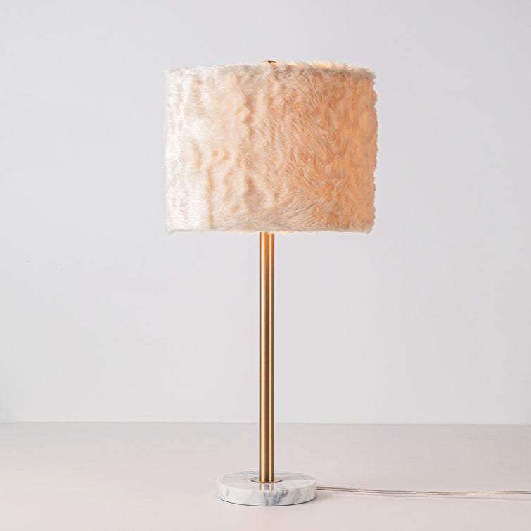 Maudestine 27"H Luxury Marble Table Lamp w/ Faux Fur Shade w/ LED Bulb - Lamps Factory - Table Lamps by Modest Hut