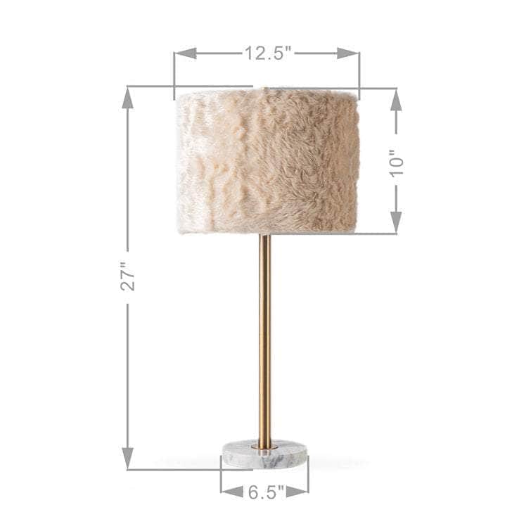 Maudestine 27"H Luxury Marble Table Lamp w/ Faux Fur Shade w/ LED Bulb Uttermost