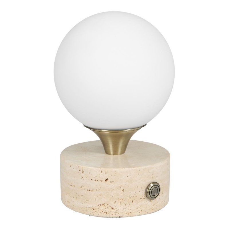 Detail view of the Abril Travertine Rechargeable Accent Lamp finish and construction image 6