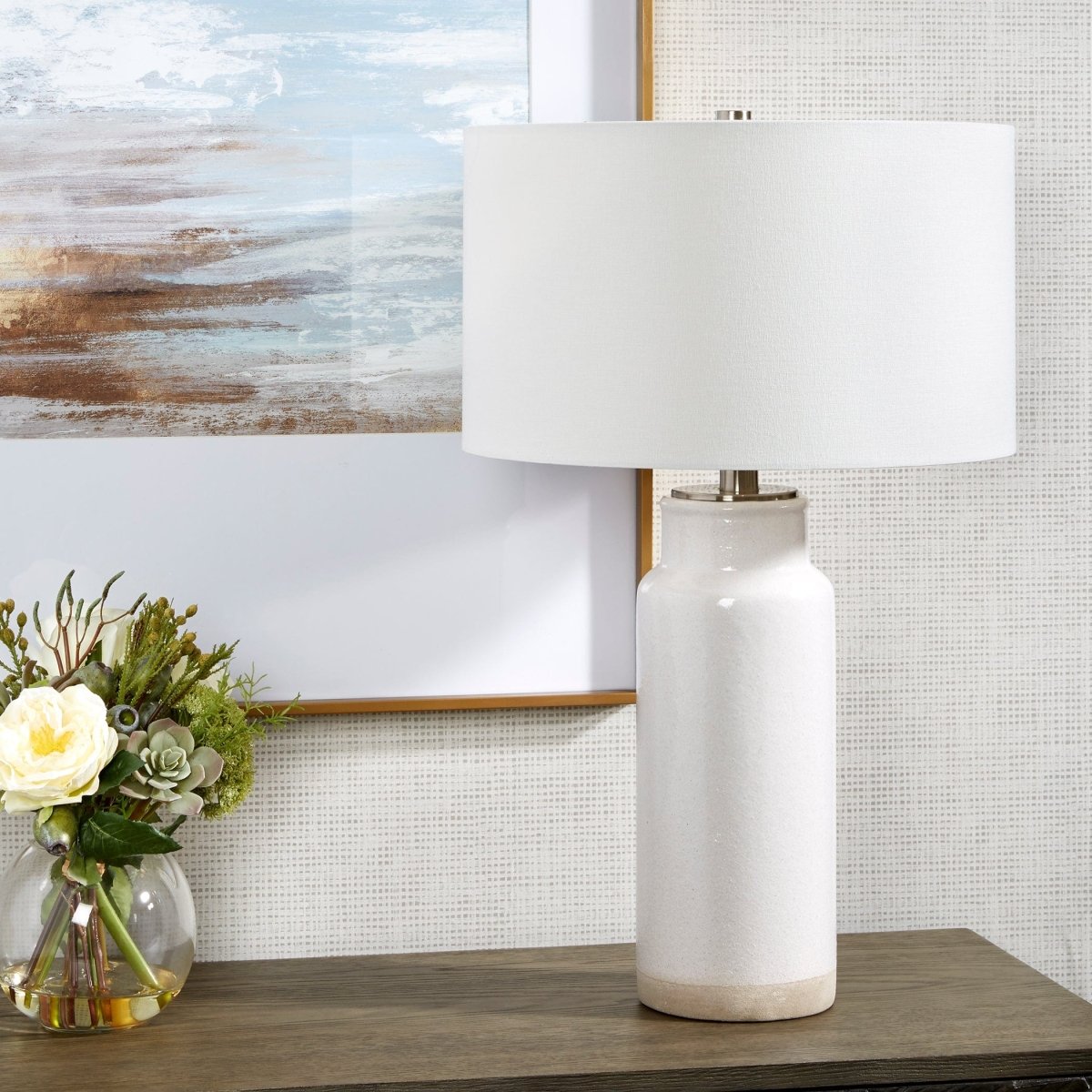 Albany White Farmhouse Table Lamp - Uttermost - Table Lamps by Modest Hut