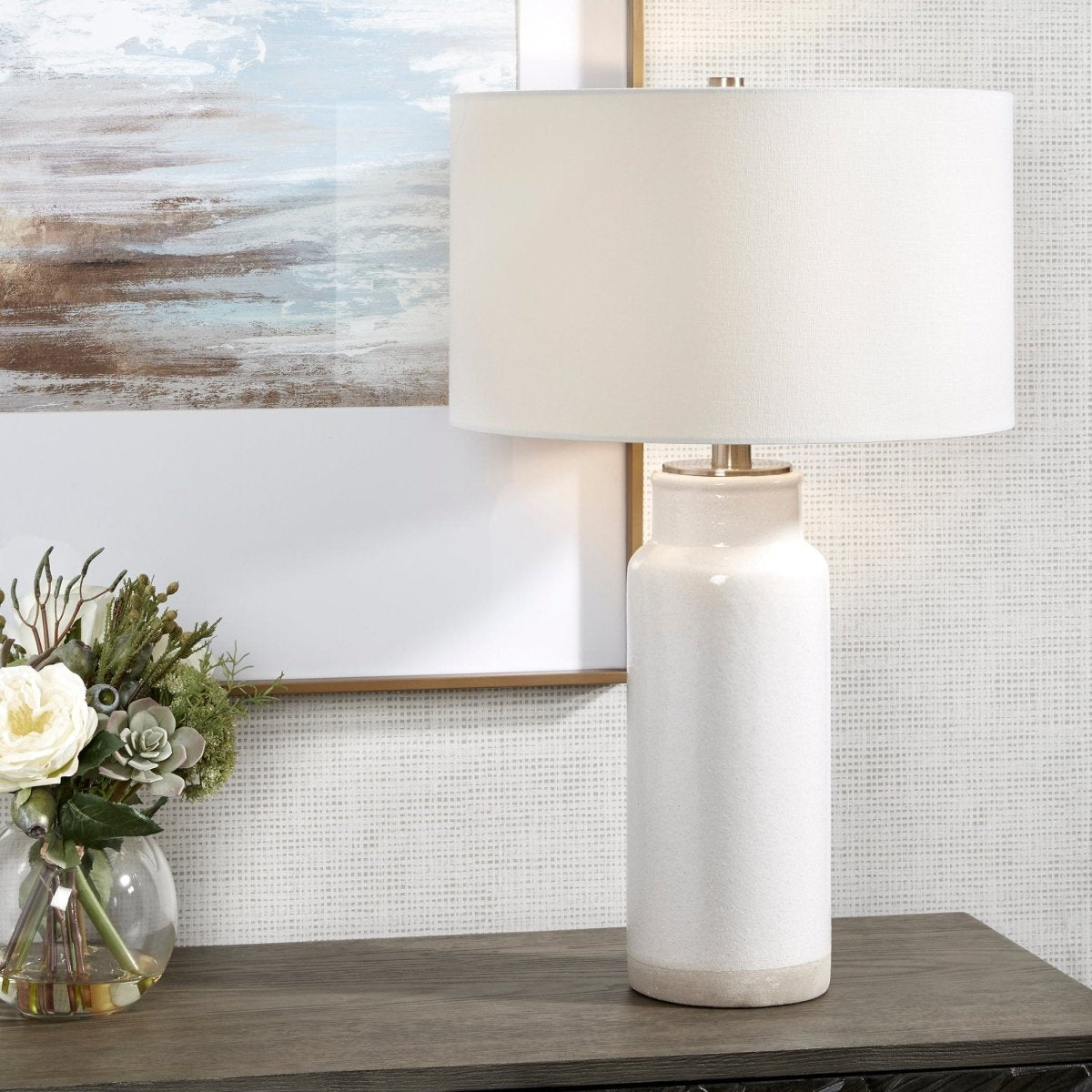 Albany White Farmhouse Table Lamp - Uttermost - Table Lamps by Modest Hut