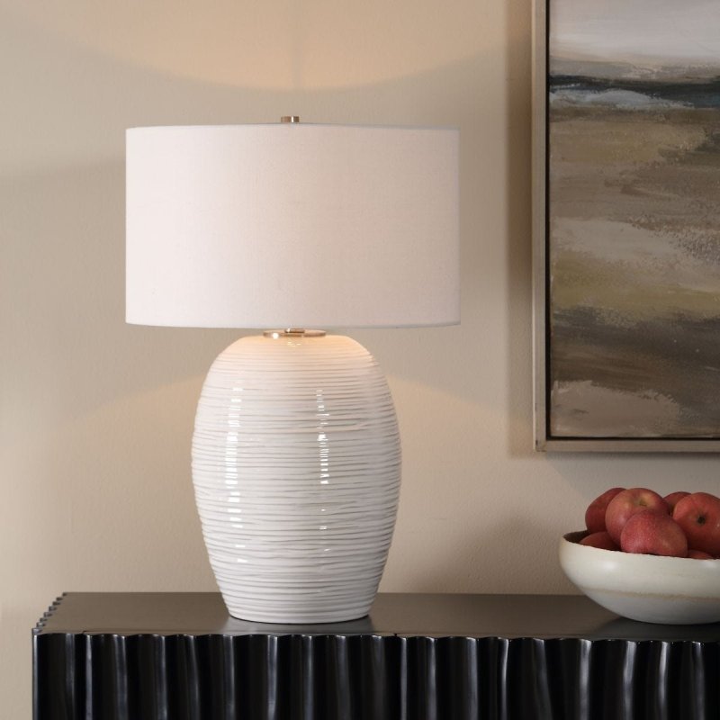 Alkman Table Lamp styled in a room setting