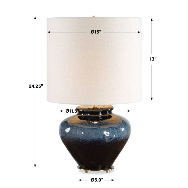 Dimension guide for the Andrus Multitone Blue Ceramic Table Lamp