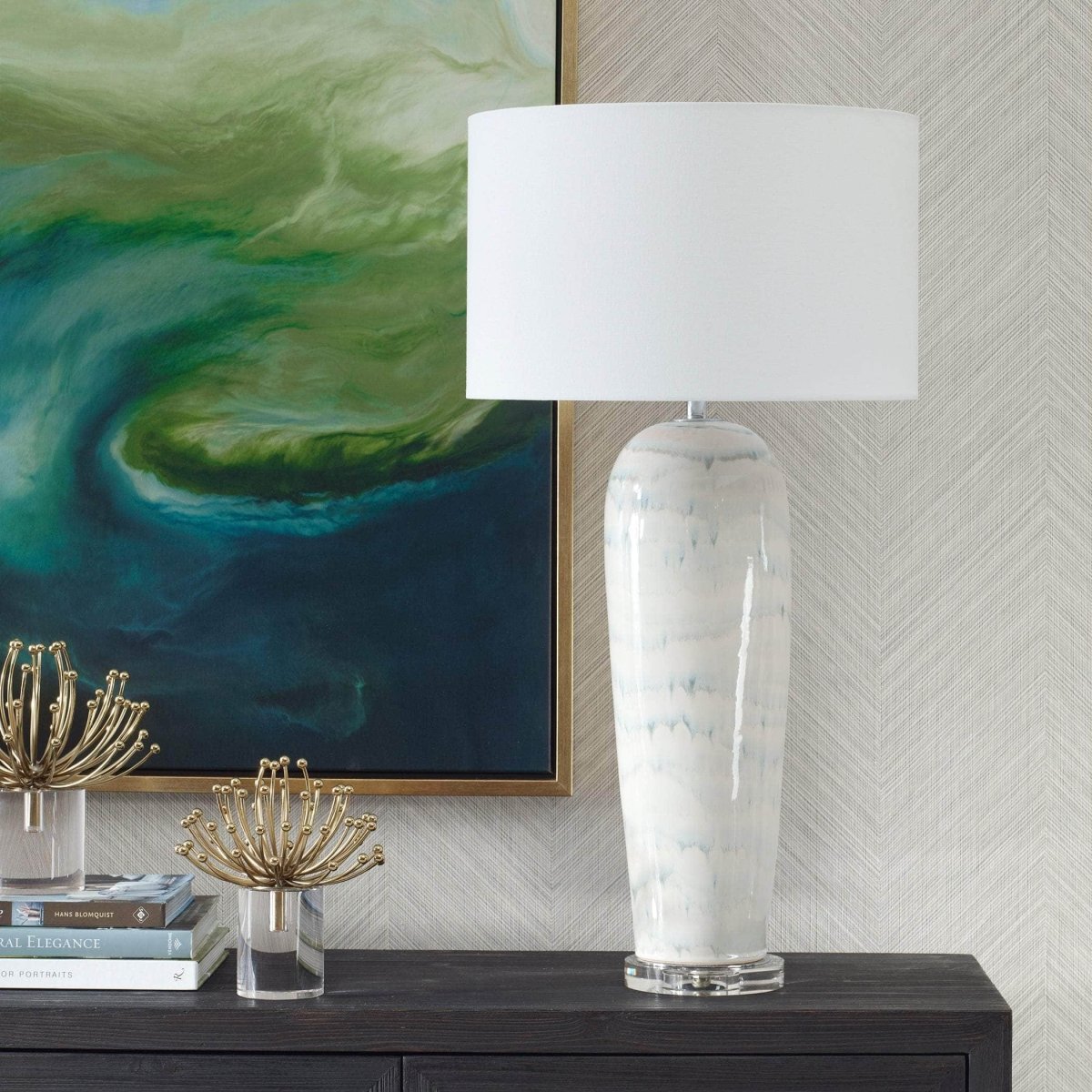 Arden White Glaze Table Lamp - Uttermost - Table Lamps by Modest Hut