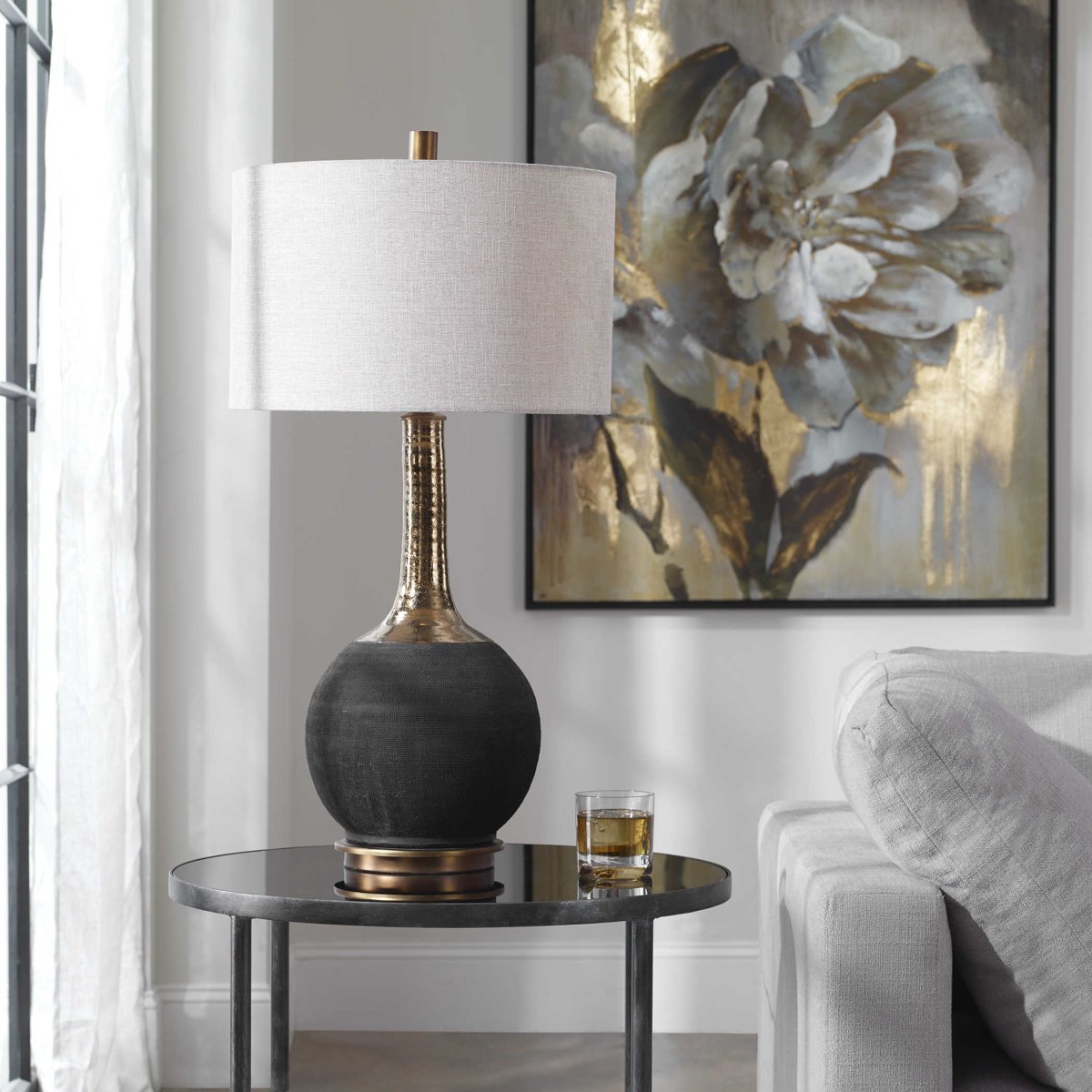 Arnav Textured Black Lamp - Uttermost - Table Lamps by Modest Hut