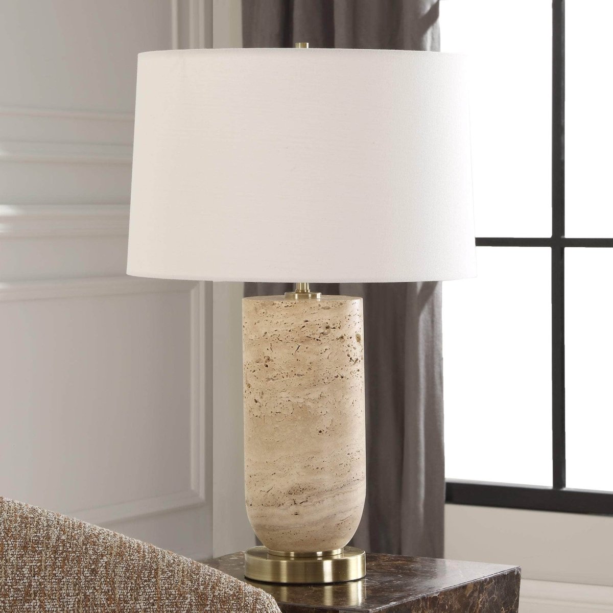 Aubrey Travertine Table Lamp - Uttermost - Table Lamps by Modest Hut