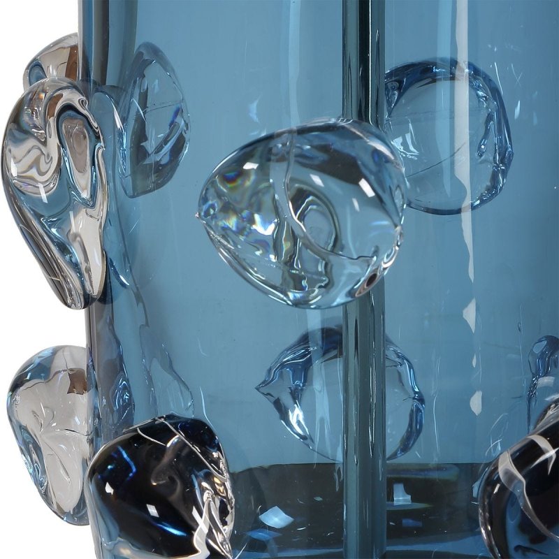 Close-up of the additional blue finish on the Aura Blue Glass Table Lamp