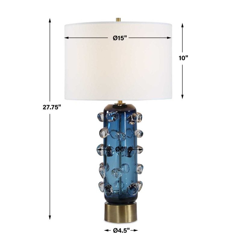 Dimension guide for the Aura Blue Glass Table Lamp