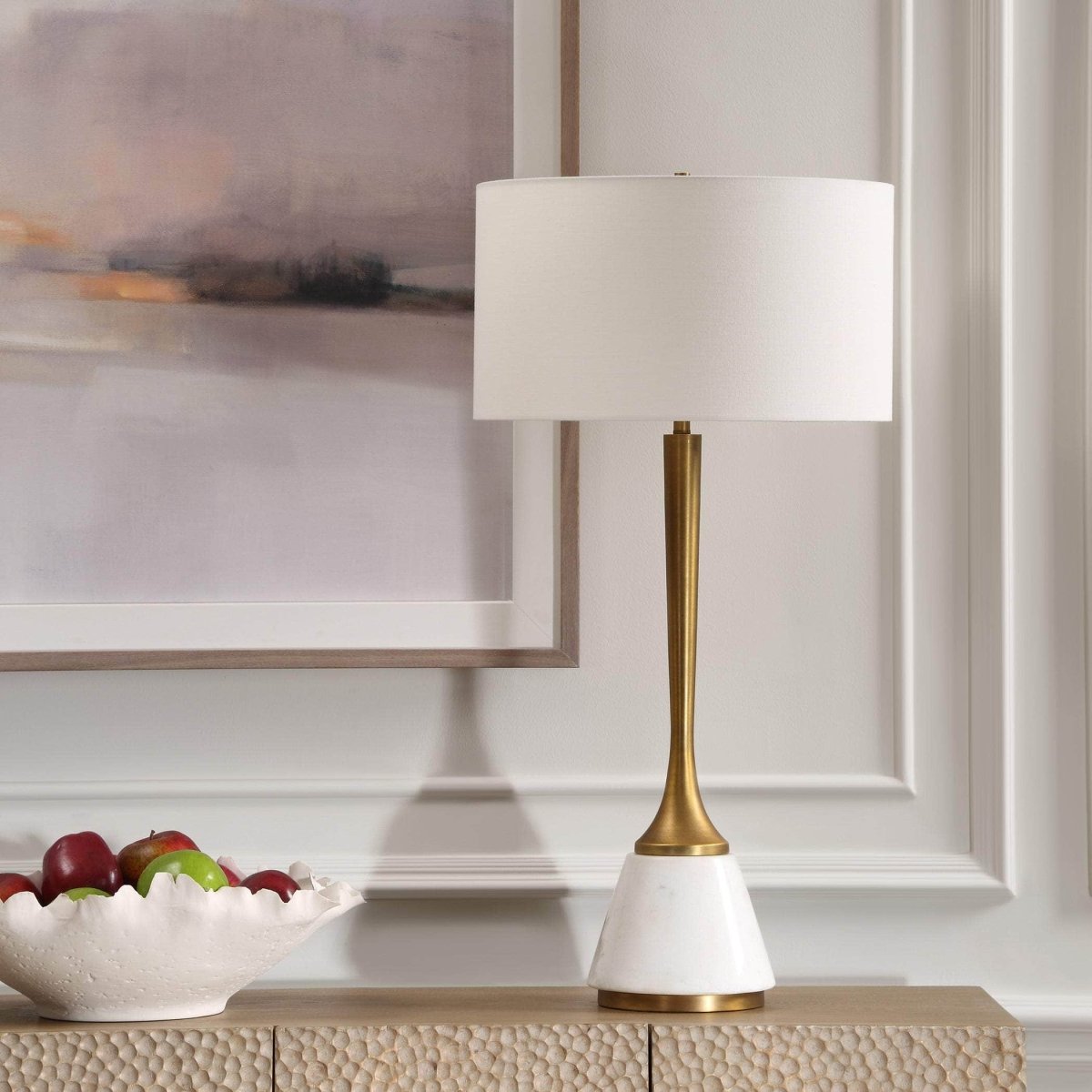 Avola White Marble Table Lamp - Uttermost - Table Lamps by Modest Hut