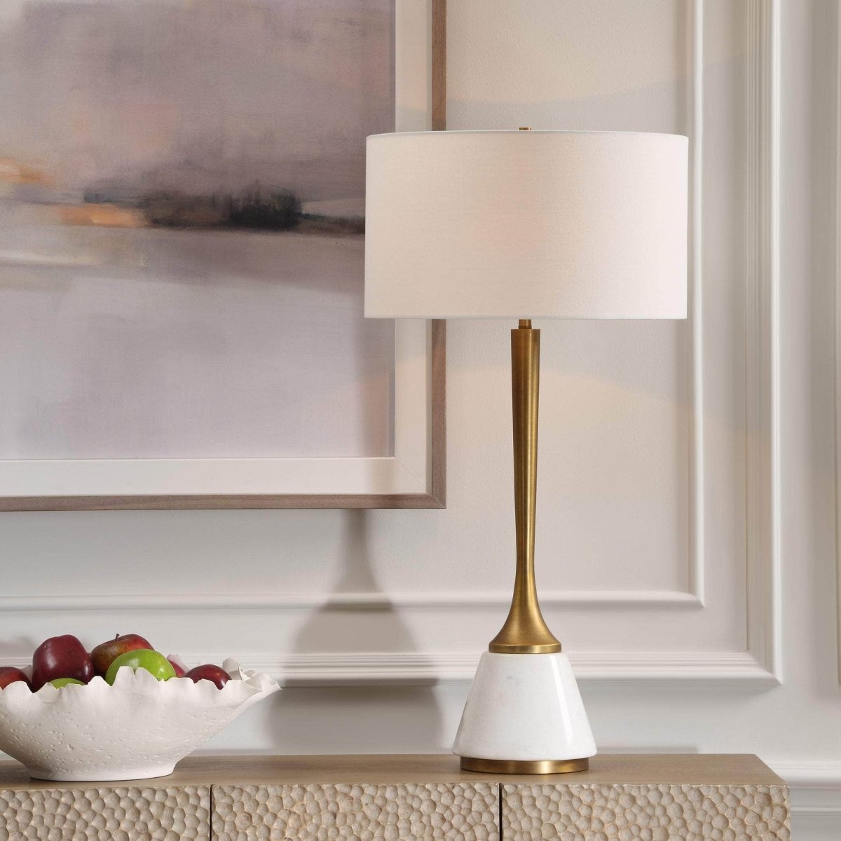 Avola White Marble Table Lamp - Uttermost - Table Lamps by Modest Hut