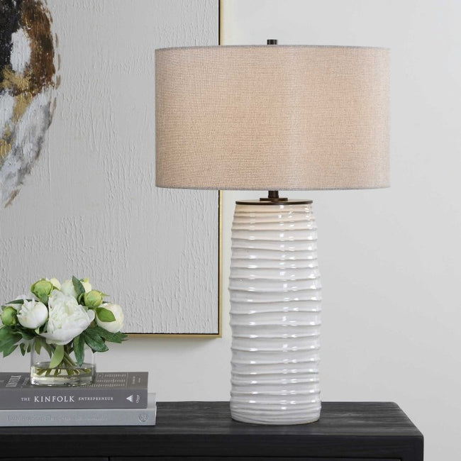 Barat White Ceramic Table Lamp - Table Lamps