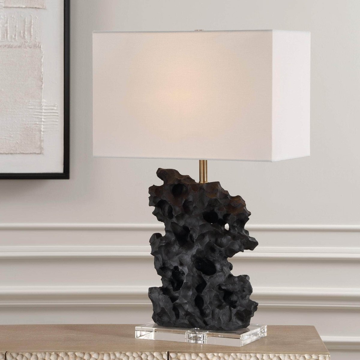 Basalt Black Stone Table Lamp - Uttermost - Table Lamps by Modest Hut