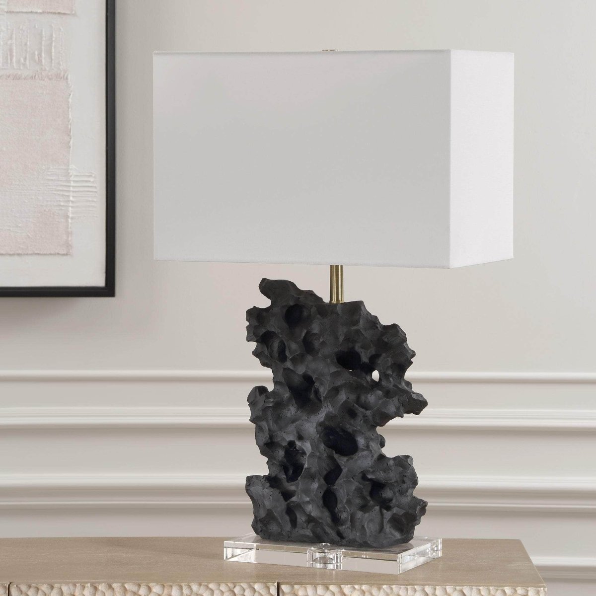 Basalt Black Stone Table Lamp - Uttermost - Table Lamps by Modest Hut