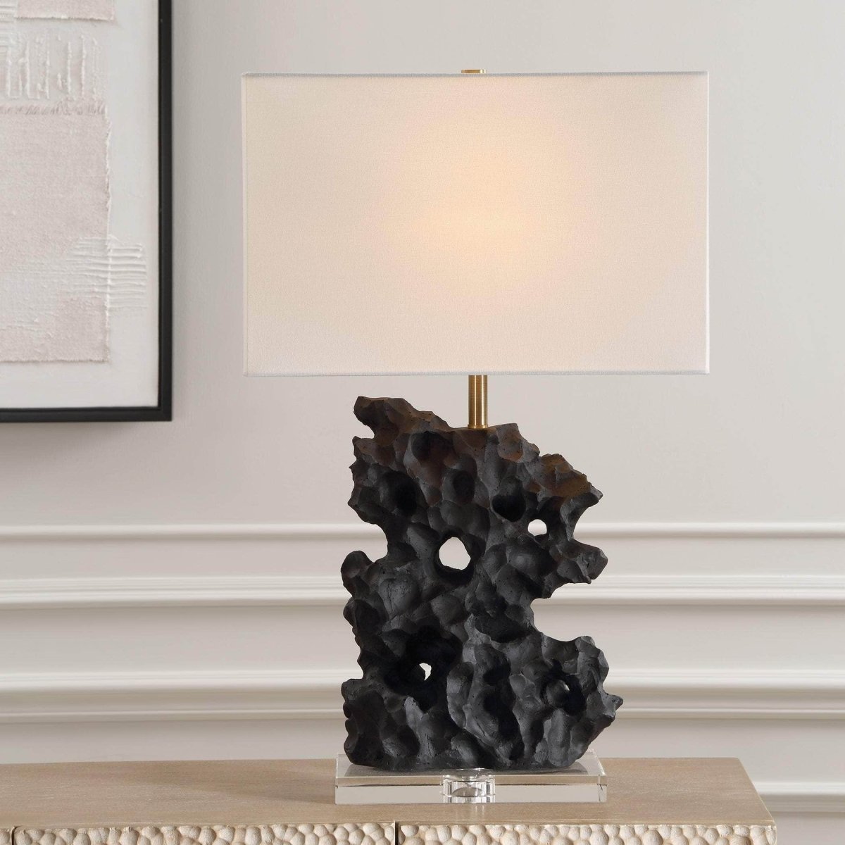 Basalt Black Stone Table Lamp - Uttermost - Table Lamps by Modest Hut