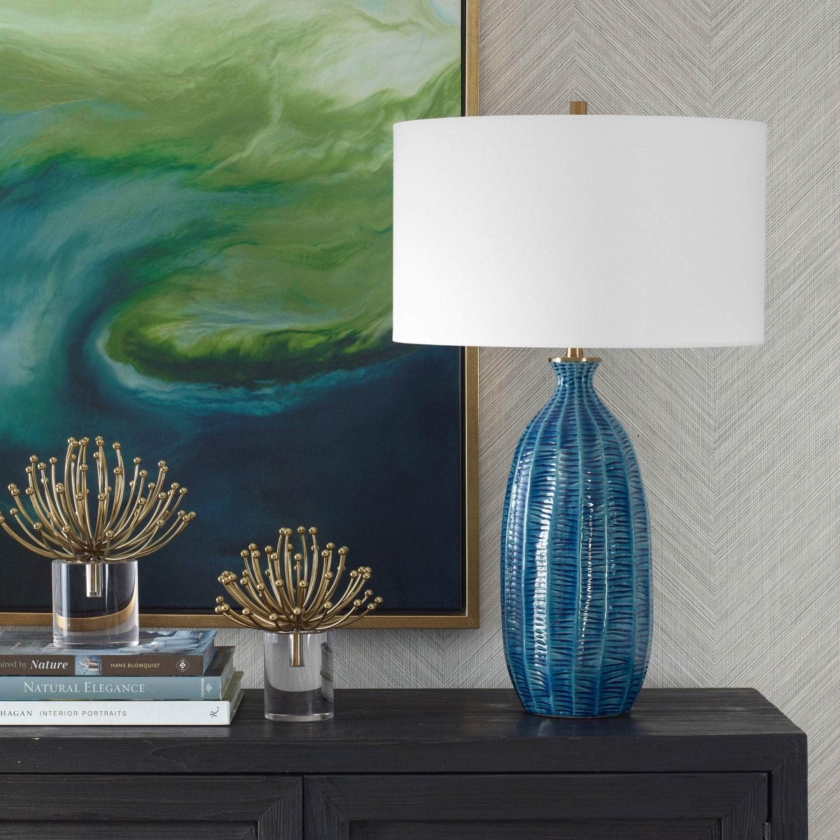 Bixby Blue Table Lamp - Uttermost - Table Lamps by Modest Hut