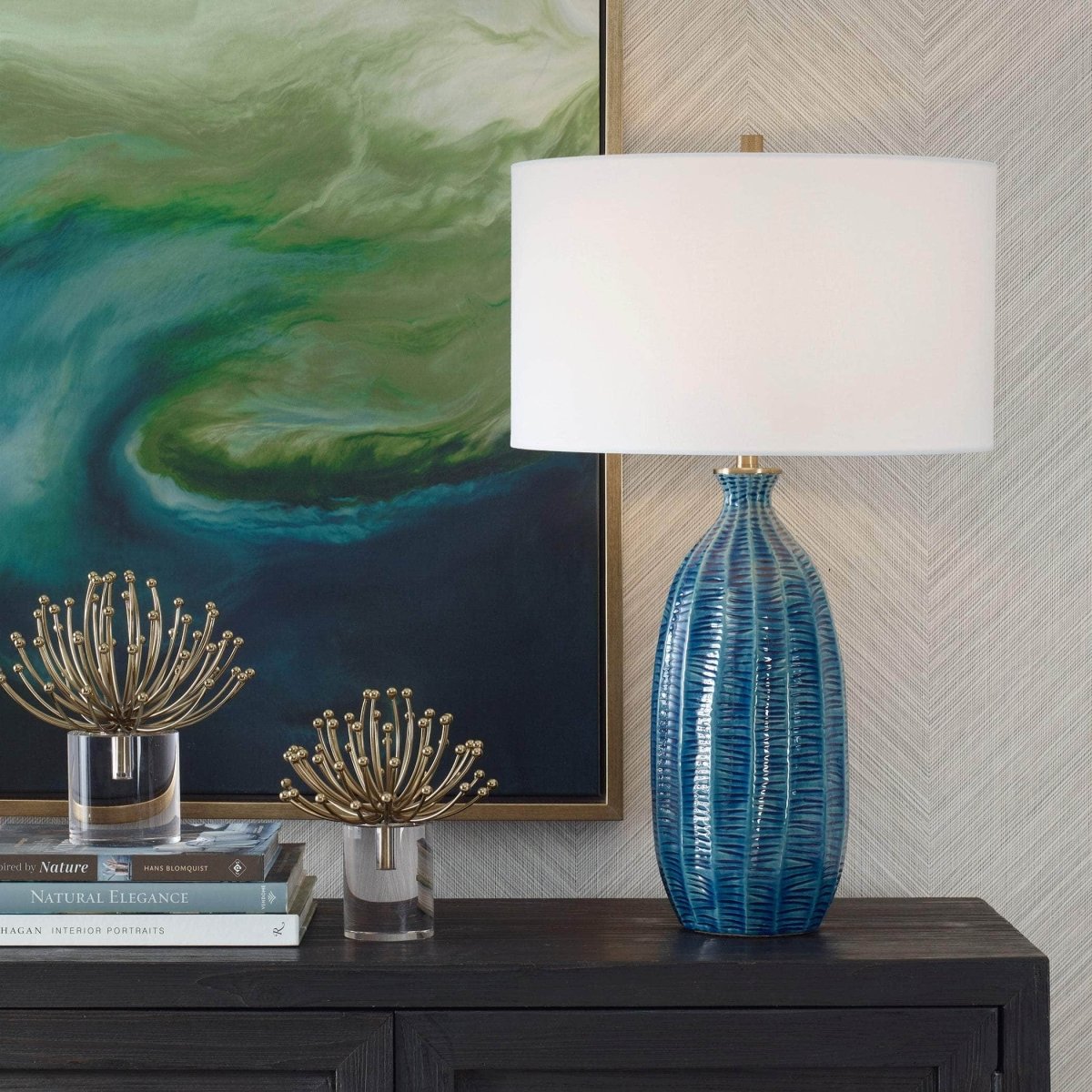 Bixby Blue Table Lamp - Uttermost - Table Lamps by Modest Hut